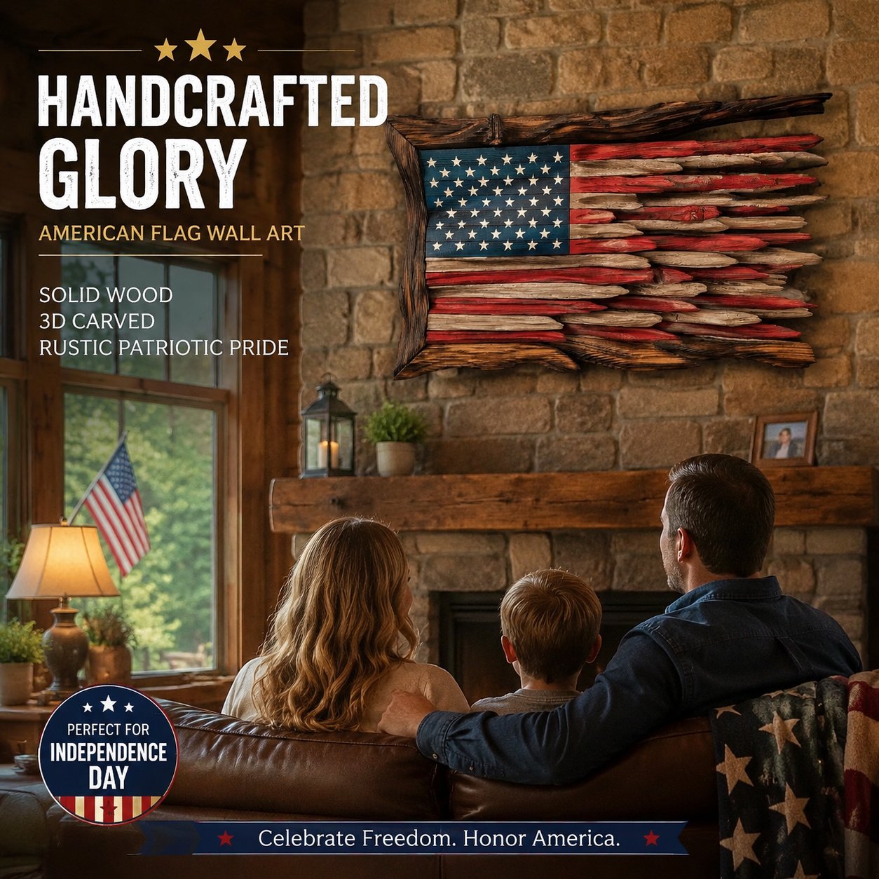 🇺🇸 Handmade Wooden American Flag Wall Art, 🔥Buy 2 FREE SHIPPING