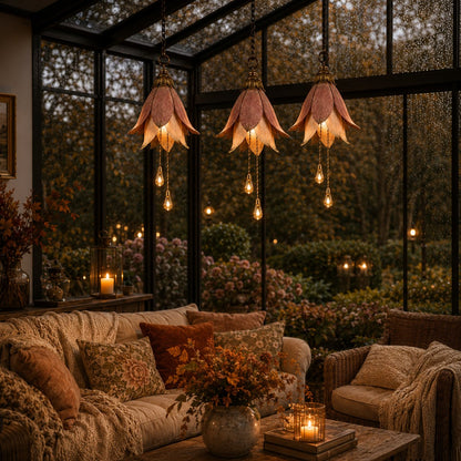 🌸✨Vintage Flower Hanging Lights – Daytime Sculpture, Nighttime Magic