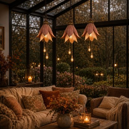 🌸✨Vintage Flower Hanging Lights – Daytime Sculpture, Nighttime Magic