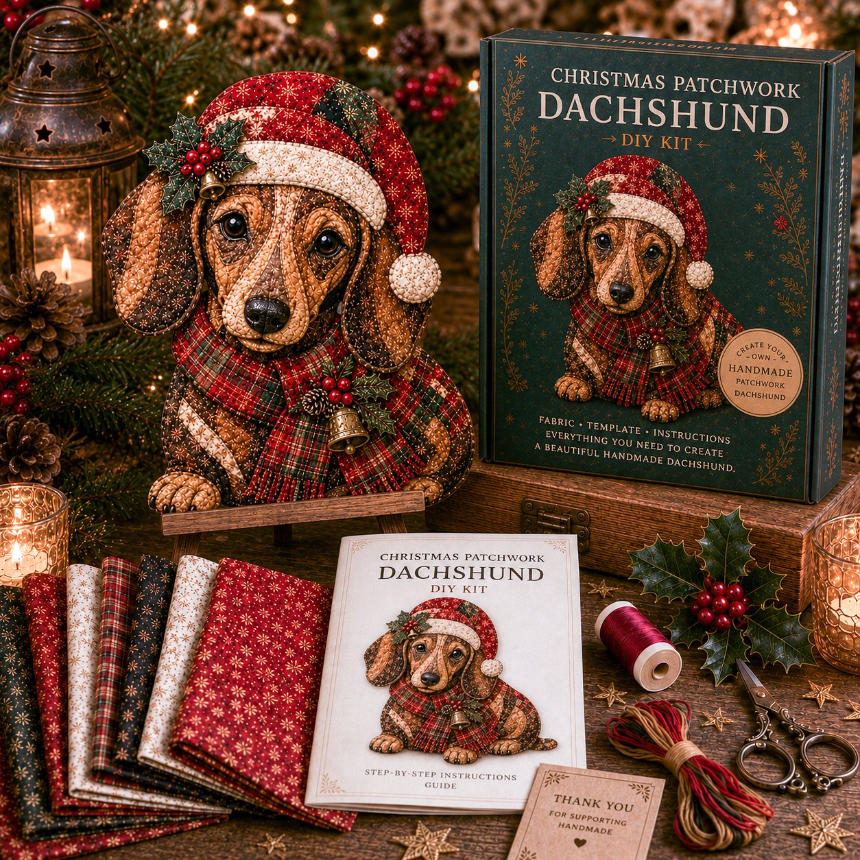 🔥LAST DAY 50% OFF - 🎅Christmas Patchwork Fabric DIY Decor Kit – Stunning Results, Zero Experience Needed