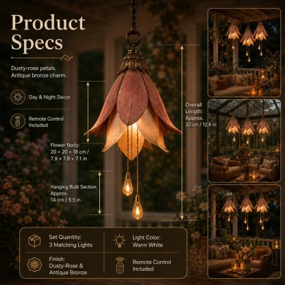 🌸✨Vintage Flower Hanging Lights – Daytime Sculpture, Nighttime Magic