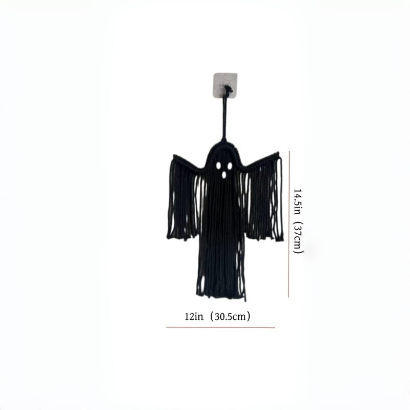 👻Handcrafted Woven Halloween Ghost Wall Decor - Cute Boho Hanging Ghost Decoration for Front Door, Porch & Indoor Home🎃