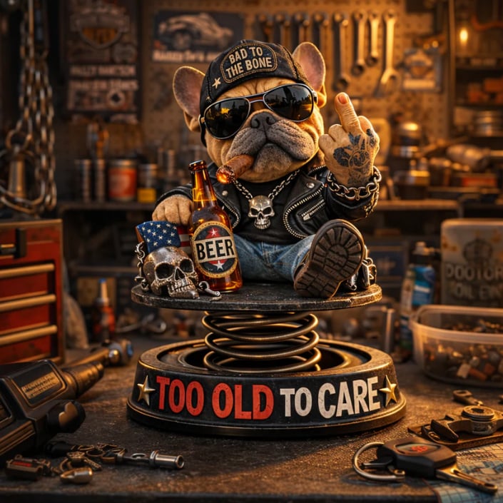 Grumpy “Too Old to Care” Bobblehead – Fun Spring-Loaded Car Dashboard Decor