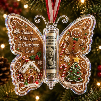 🎄🦋 Christmas Cash Gift Butterfly Ornament – Holiday Money Holder Keepsake 💵✨