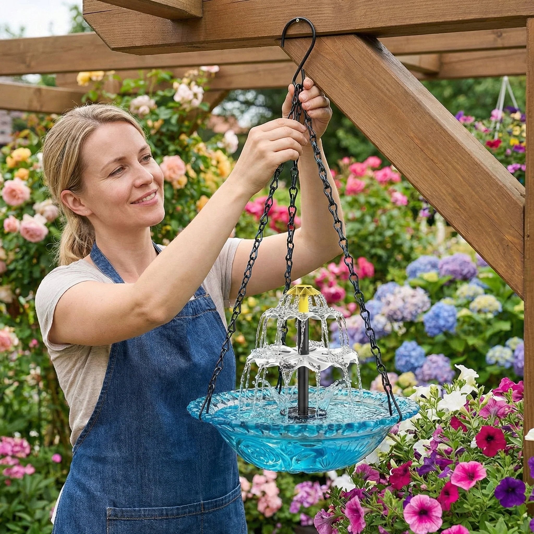 🔥🔥49% Off--Solar Cascade Hanging Bird Bath Fountain