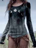 Women's Mysterious Moon Halloween Print Top