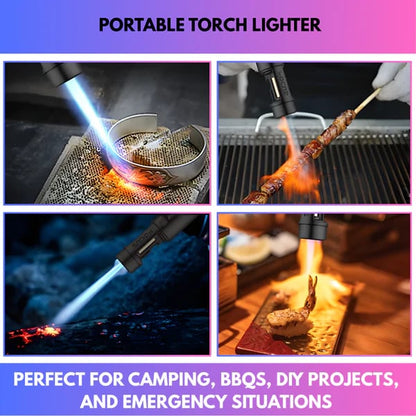Portable Torch Lighter-🔥 1300℃ of Pure Power – Windproof, Refillable & Ready for Anything! 💨🍳🏕️
