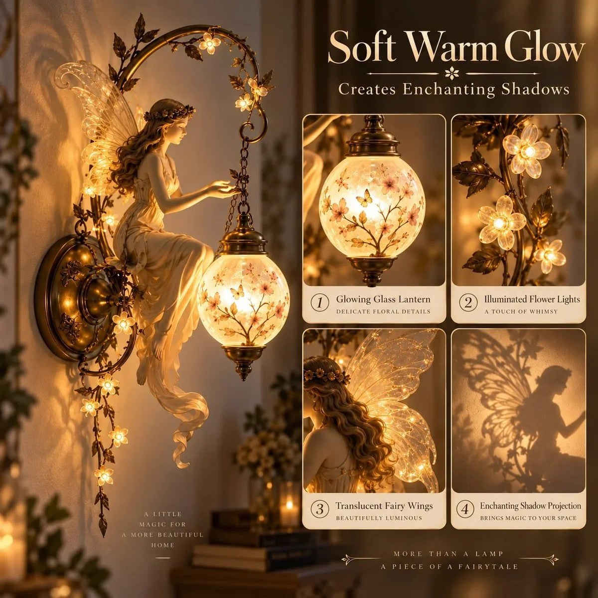 🧚🌸 Fairy Garden Glow Wall Lamp – Whimsical Floral Accent Light for Cozy Spaces