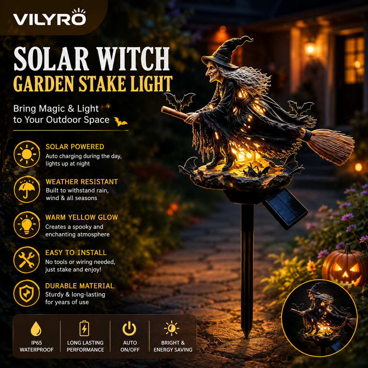 🔥Last Day 49% OFF 🧙‍♀️ Bring Halloween Magic to Your Garden with a Glowing Solar Witch