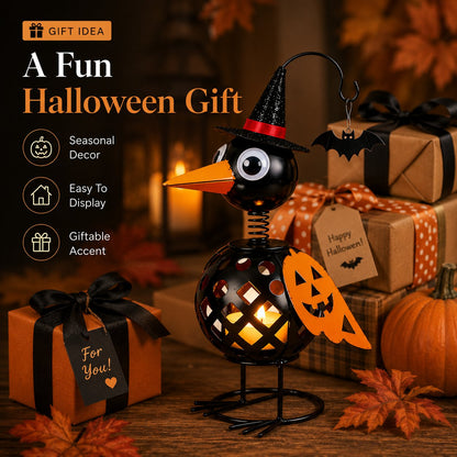 Wrought Iron Crow and Pumpkin Ornament🐦🎃