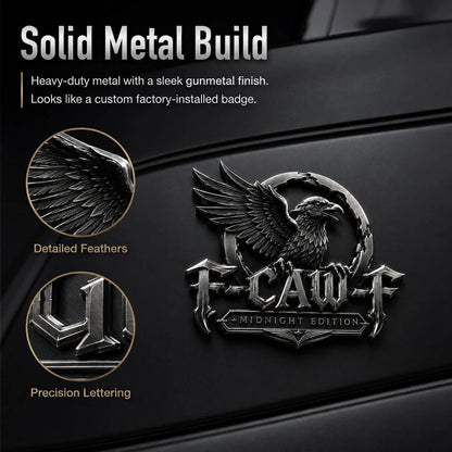 🦅 F-CAW-F™ Midnight Edition Metal Emblem - Premium Raven Badge For Drivers With Attitude