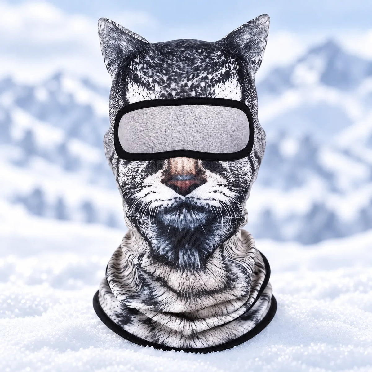 🐱 3D Cat Ski Balaclava – Eye-Catching Animal Face Mask for Outdoor Fun!