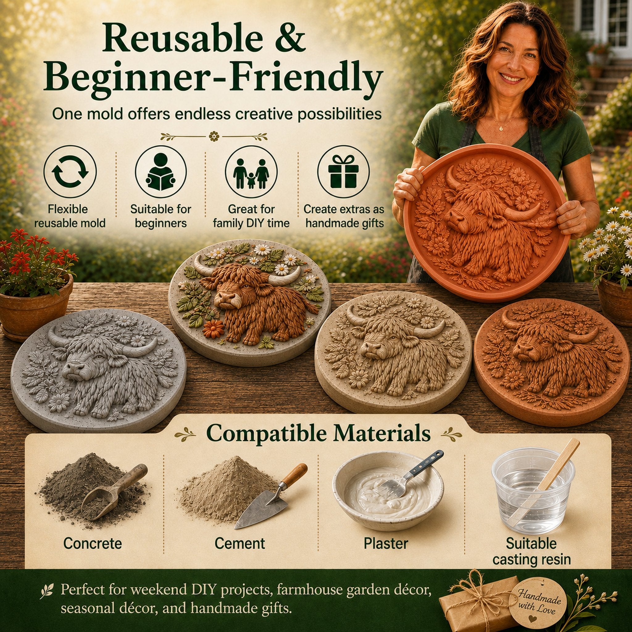 💥 LAST DAY 49% OFF - Reusable Animal-Themed Garden Art Mold – Bring Nature to Life in Your Garden (📦Buy 2 Free Shipping)