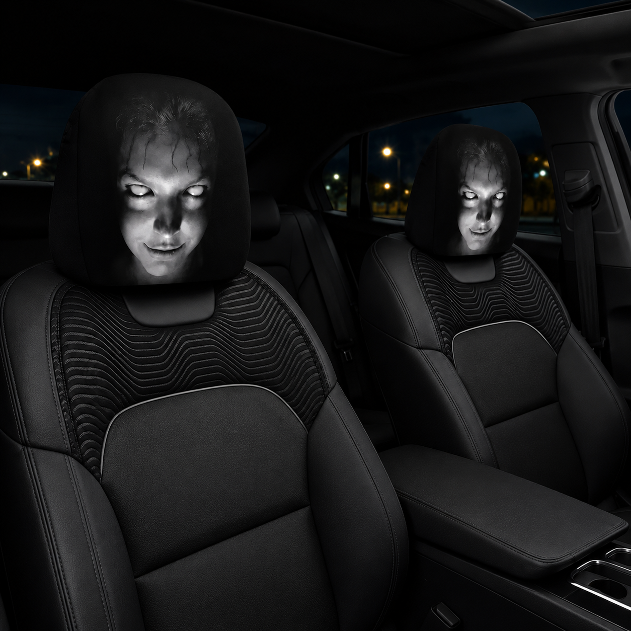 Funny Cartoon Car Headrest Covers – 2PCS Universal Fit