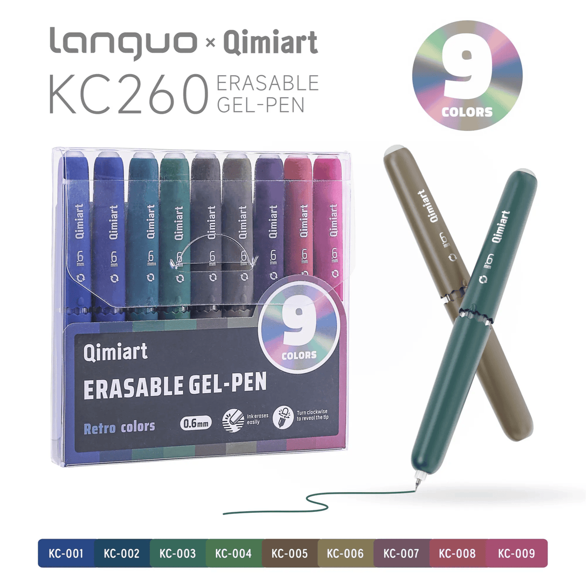 ✍️ 9-Color Erasable Gel Pen Set — 0.6mm Quick-Dry Twist Pens 🎨