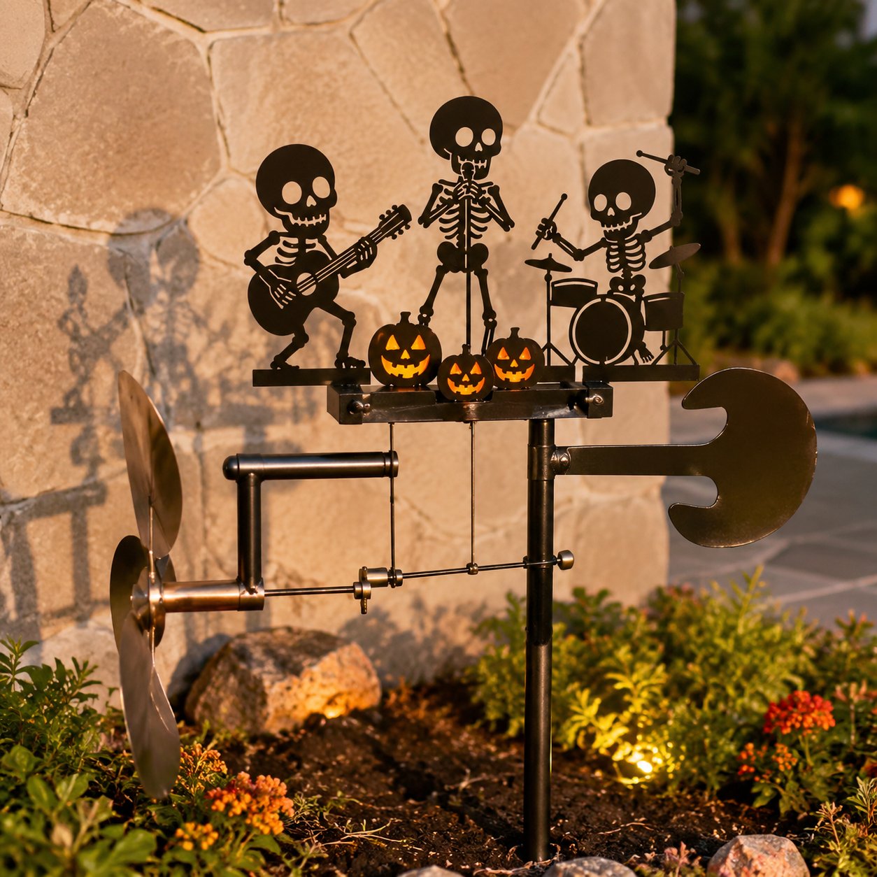 ⚡️🔥50% Off Last Day⚡️Halloween Skeleton Metal Drummer Kinetic Wind Spinner