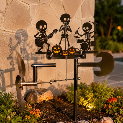 ⚡️🔥50% Off Last Day⚡️Halloween Skeleton Metal Drummer Kinetic Wind Spinner