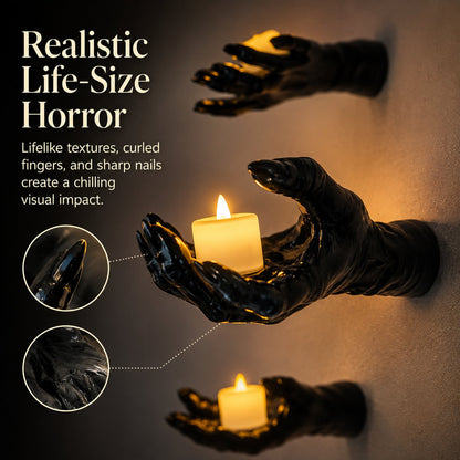 Halloween Decorations, Pack of 3 Wall Mounted Creepy Reaching Hands with Lighted Candles