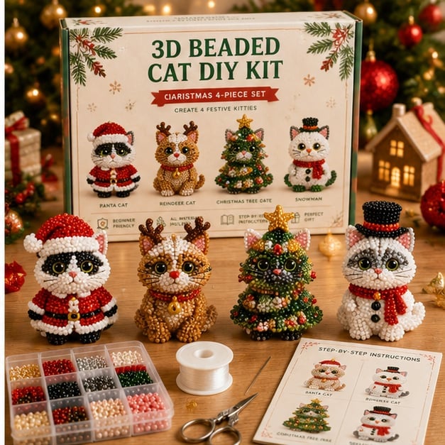 🐱✨ Create Your Own 3D Beaded Christmas Cats | Beginner-Friendly DIY Kit🎁Buy 2 | FREE Shipping