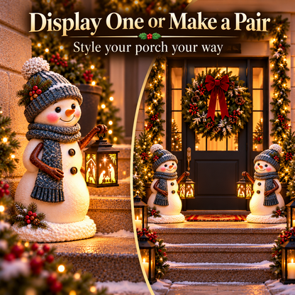 ⛄ Solar Snowman Nativity Projection Light – Christmas Porch & Step Decor