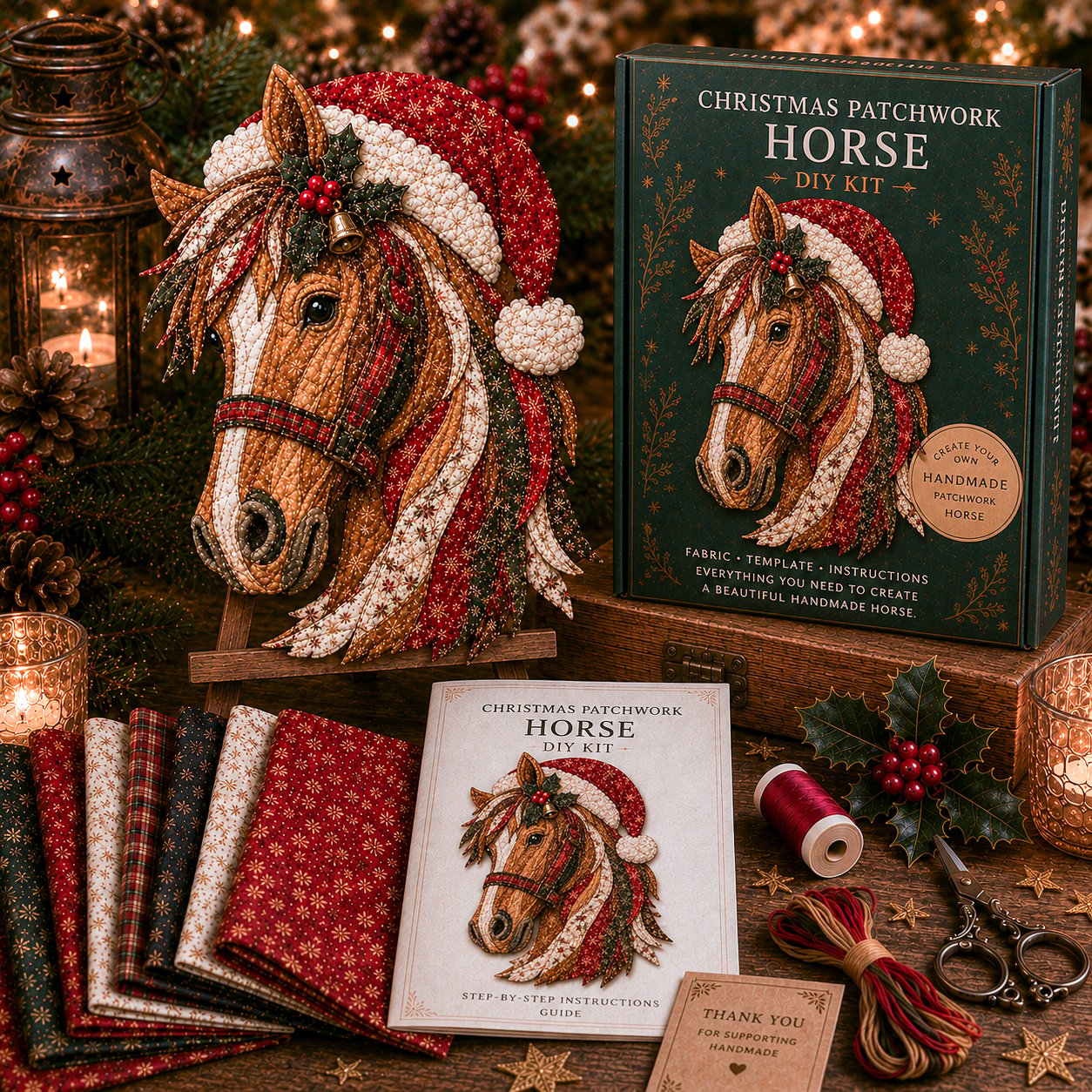 🔥LAST DAY 50% OFF - 🎅Christmas Patchwork Fabric DIY Decor Kit – Stunning Results, Zero Experience Needed