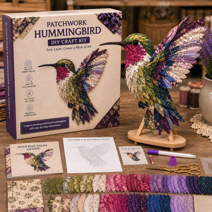 🧵 Beginner Friendly ✨ 3D Patchwork Bird DIY Craft Kit – Create a Layered Fabric Bird Worth Displaying