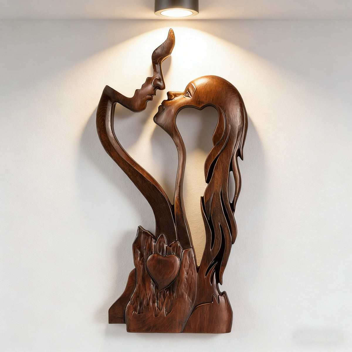 Hand-Carved Christian Love Sculpture – Wooden Couple Statue for Wedding & Anniversary Gift - size and finish detail
