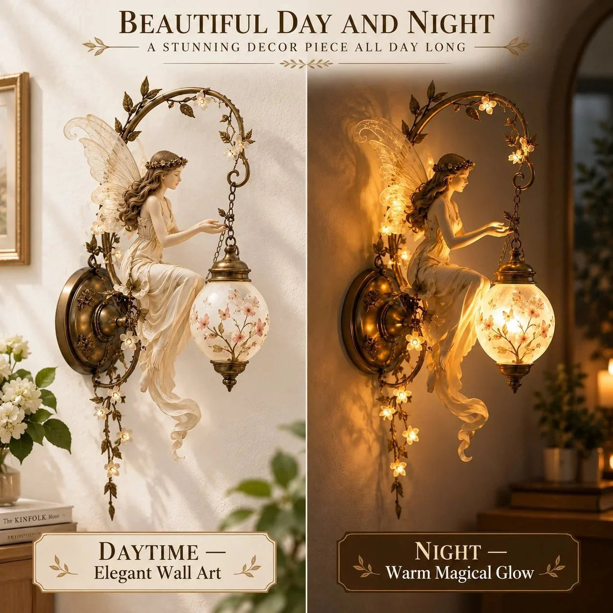 🧚🌸 Fairy Garden Glow Wall Lamp – Whimsical Floral Accent Light for Cozy Spaces