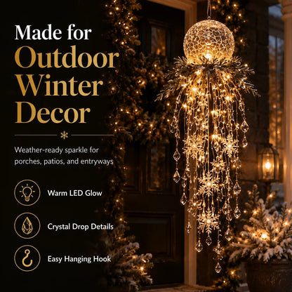 Crystal Cascade Christmas Light™ – Hängende LED-Veranda-Deko: Schneeflocke & Kristalle ✨❄️