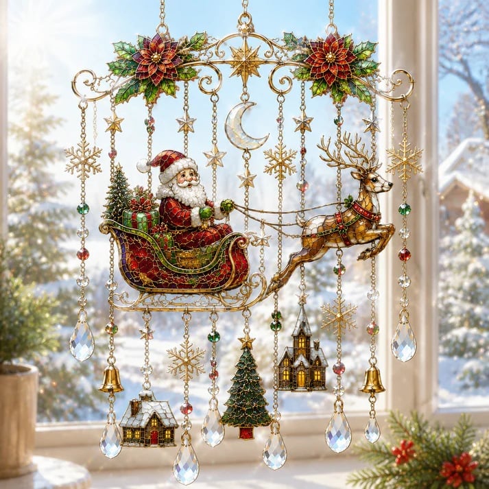 🎄 Limited-Time 50% OFF – Christmas Wind Chime with Crystal Drops🔔