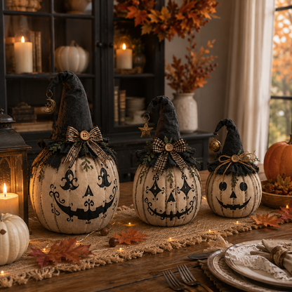 Vintage Witch Pumpkin Trio