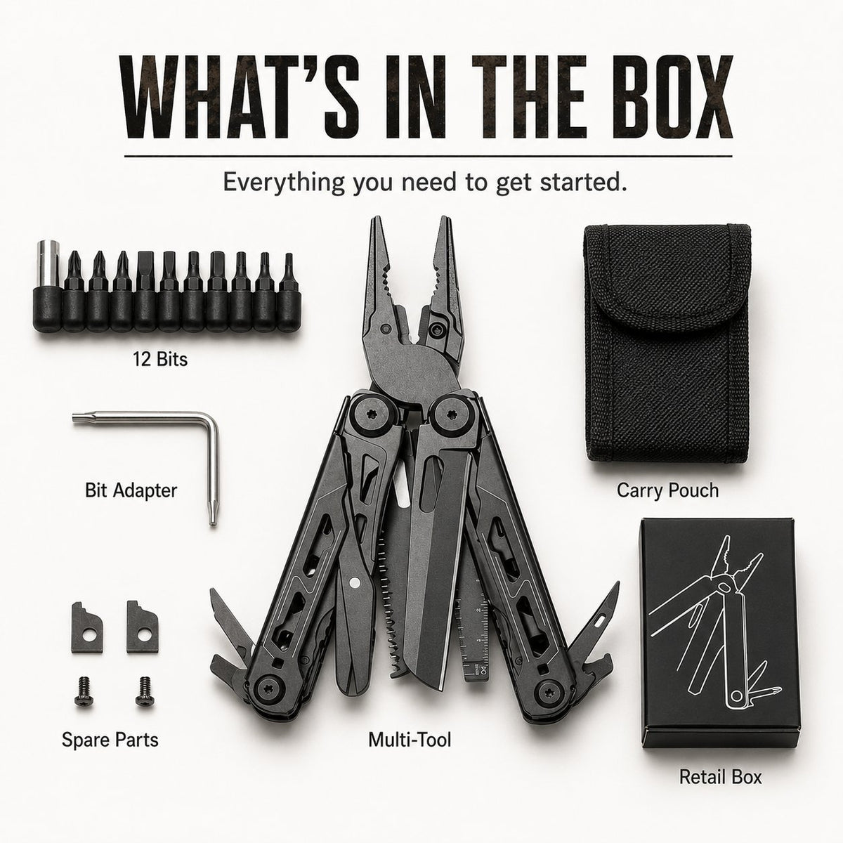 🏕️16‑in‑1 Multi‑Tool Pliers with Full‑Size Folding Scissors