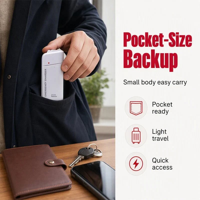 Portable Emergency Phone Charger AA Battery Powered Power Bank with LED Flashlight