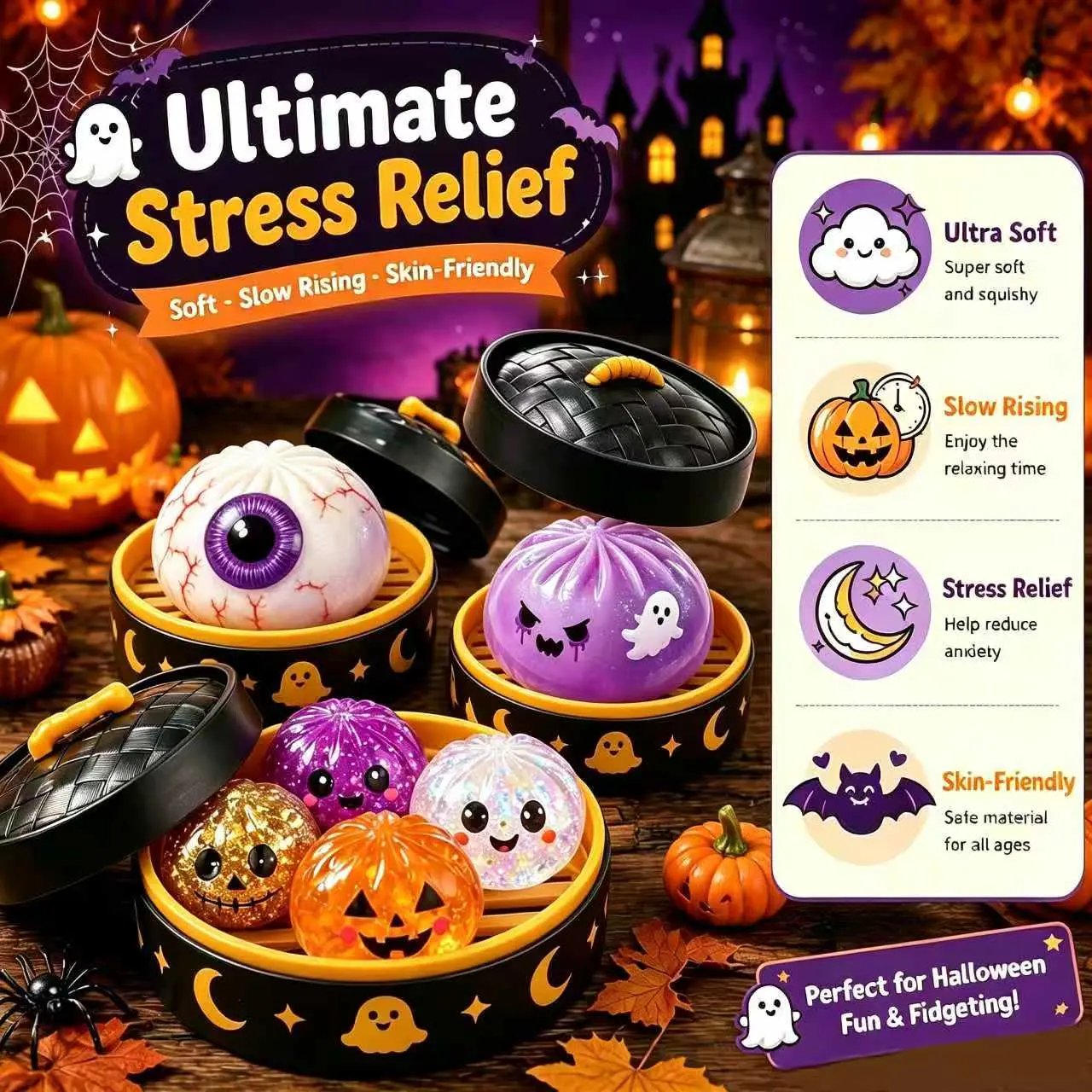 🔥LAST DAY 50% OFF - 🎃Cute Halloween Scary Ghost Maruko Squeeze Toy Set