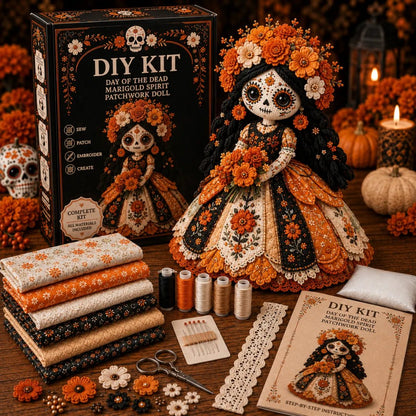 🔥LAST DAY 49% OFF - 🎃Day of the Dead Patchwork Doll DIY Sewing Kit -Create Your Own Colorful Keepsake Doll