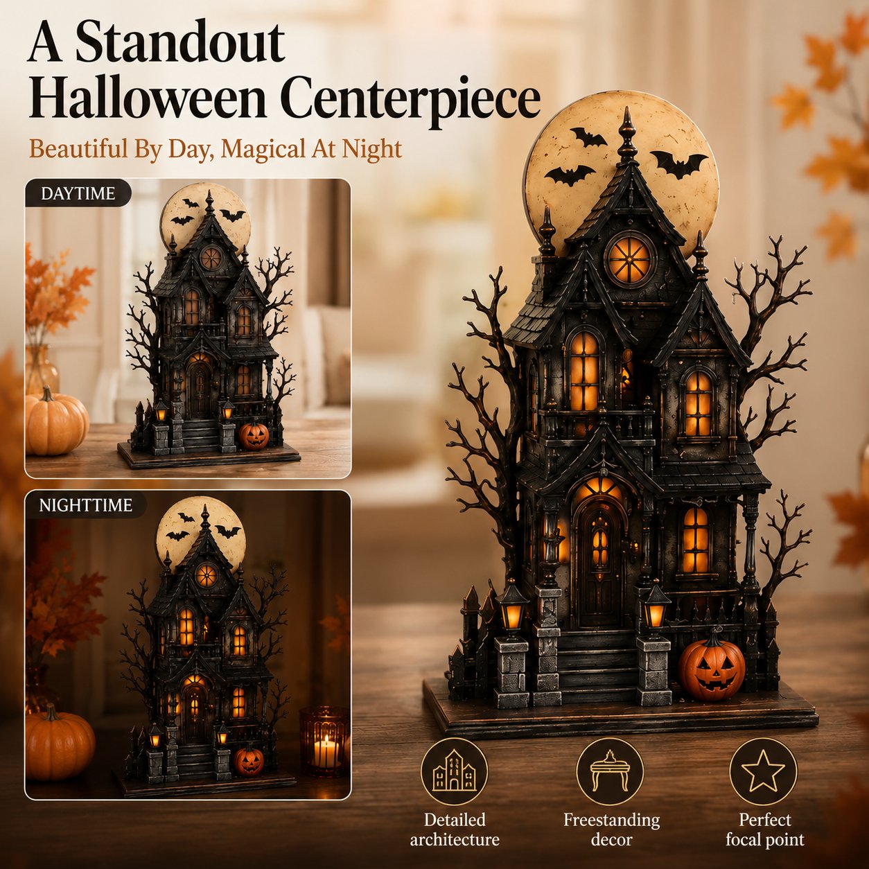 🔥Last Day 49% OFF - 🧙🖤Lighted Halloween Haunted House & Character Figurine Collection