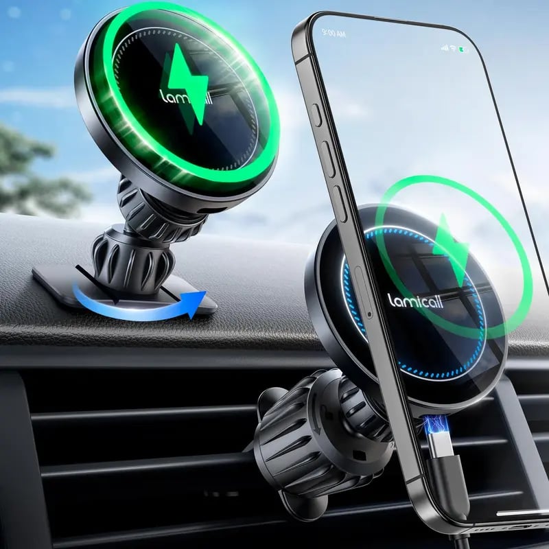 Suction Cup Dashboard Wireless Charger Magnetic Holder