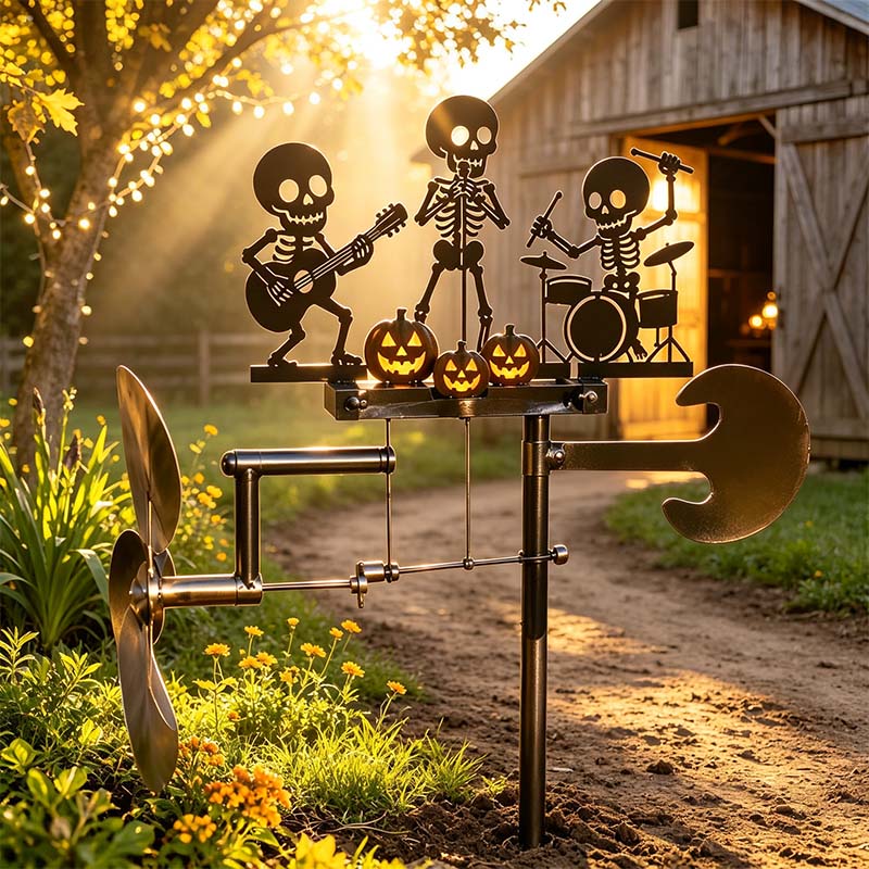 ⚡️🔥50% Off Last Day⚡️Halloween Skeleton Metal Drummer Kinetic Wind Spinner