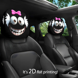 Funny Cartoon Car Headrest Covers – 2PCS Universal Fit