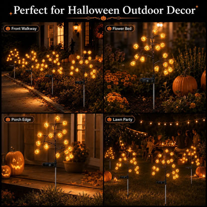 Pumpkin Solar Branch Lights - Halloween Garden Stakes