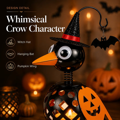 Wrought Iron Crow and Pumpkin Ornament🐦🎃