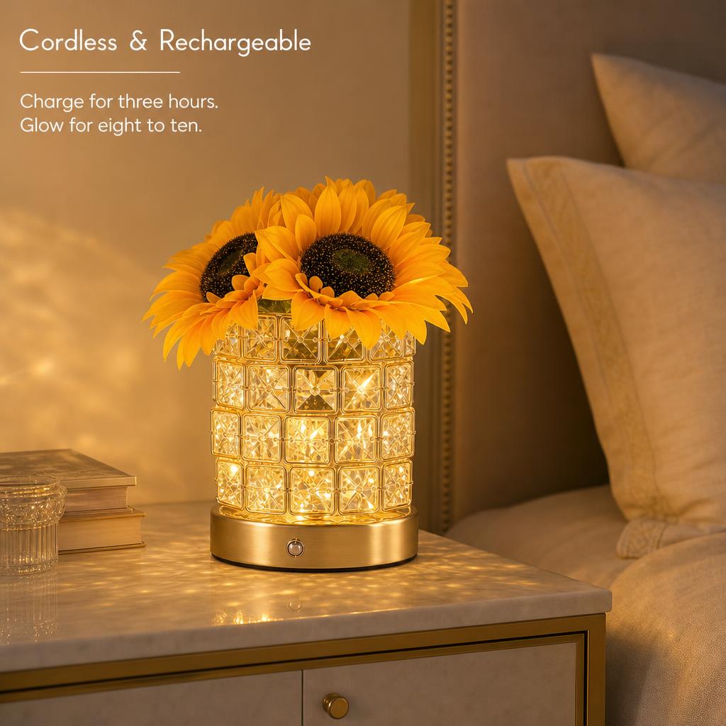 GoldenBloom™ Sunflower Crystal Lamp