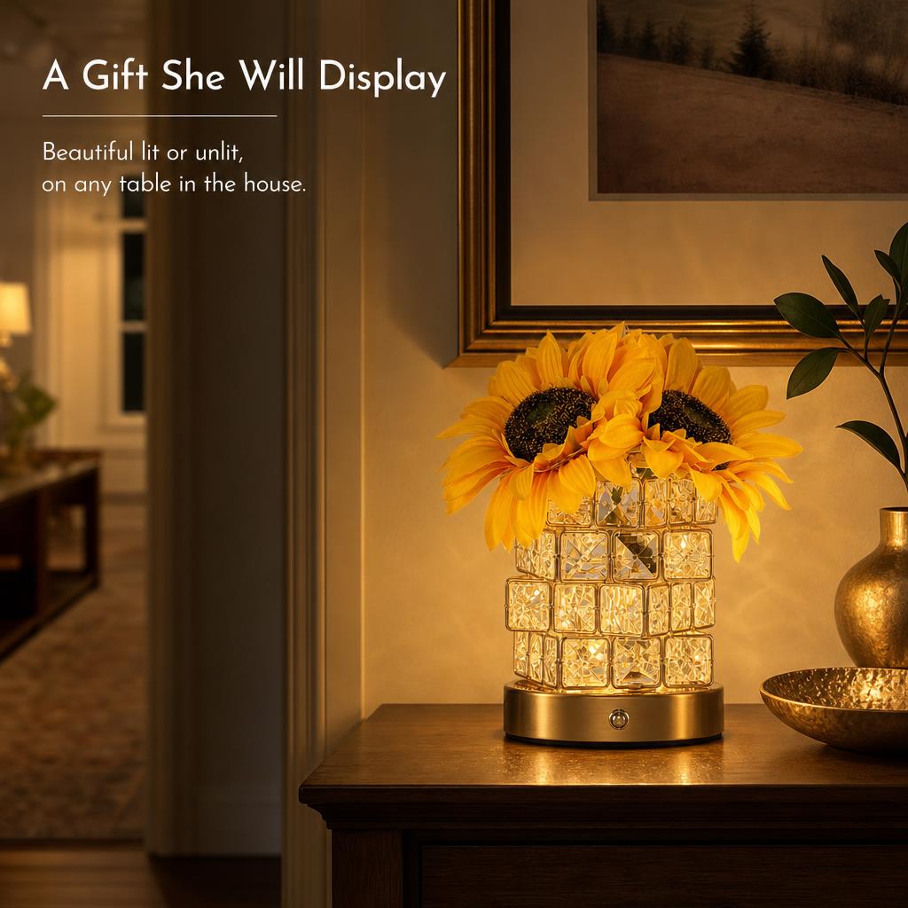 GoldenBloom™ Sunflower Crystal Lamp