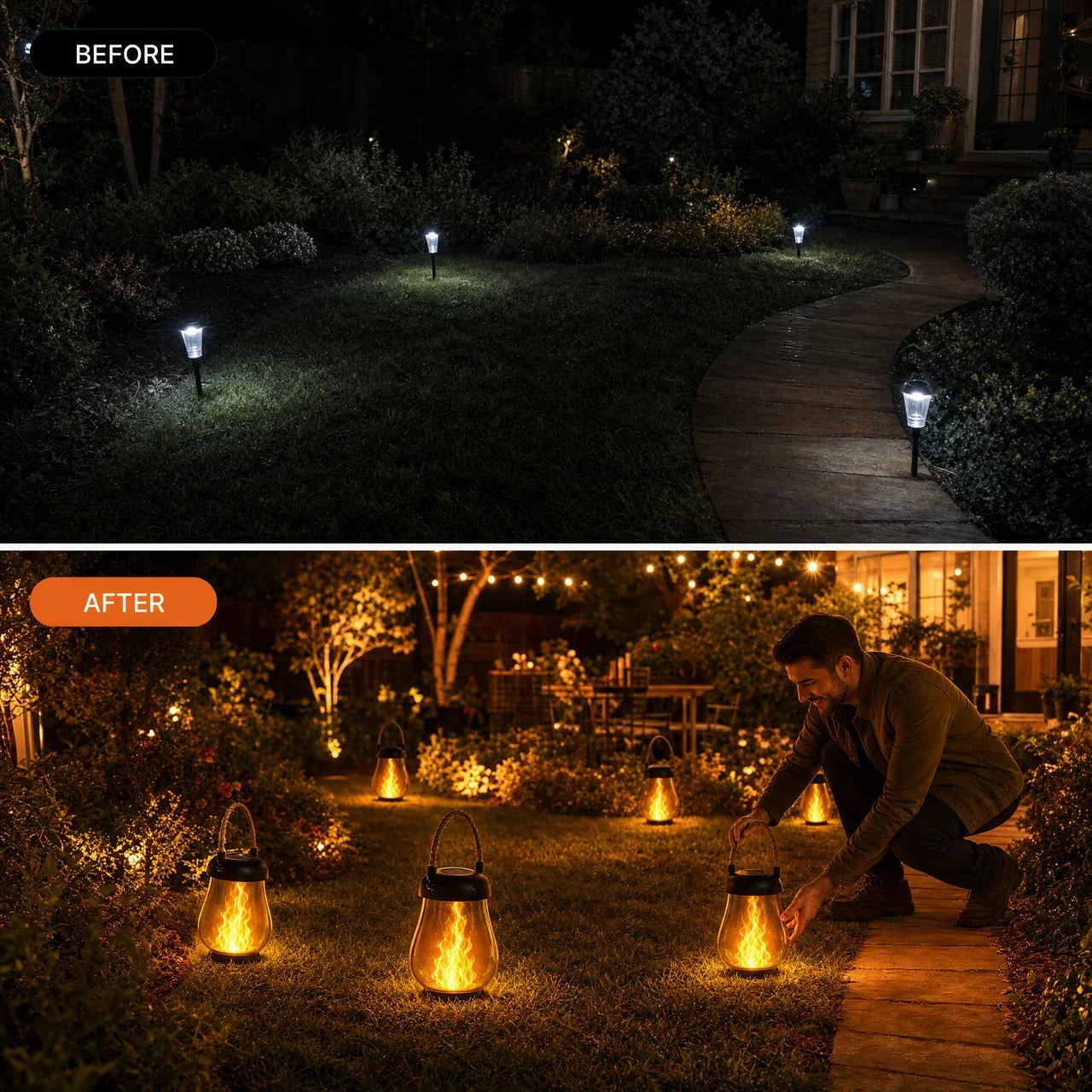 ✨ Transform Your Patio with Warm, Flickering Solar Flame Lanterns