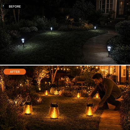 ✨ Transform Your Patio with Warm, Flickering Solar Flame Lanterns