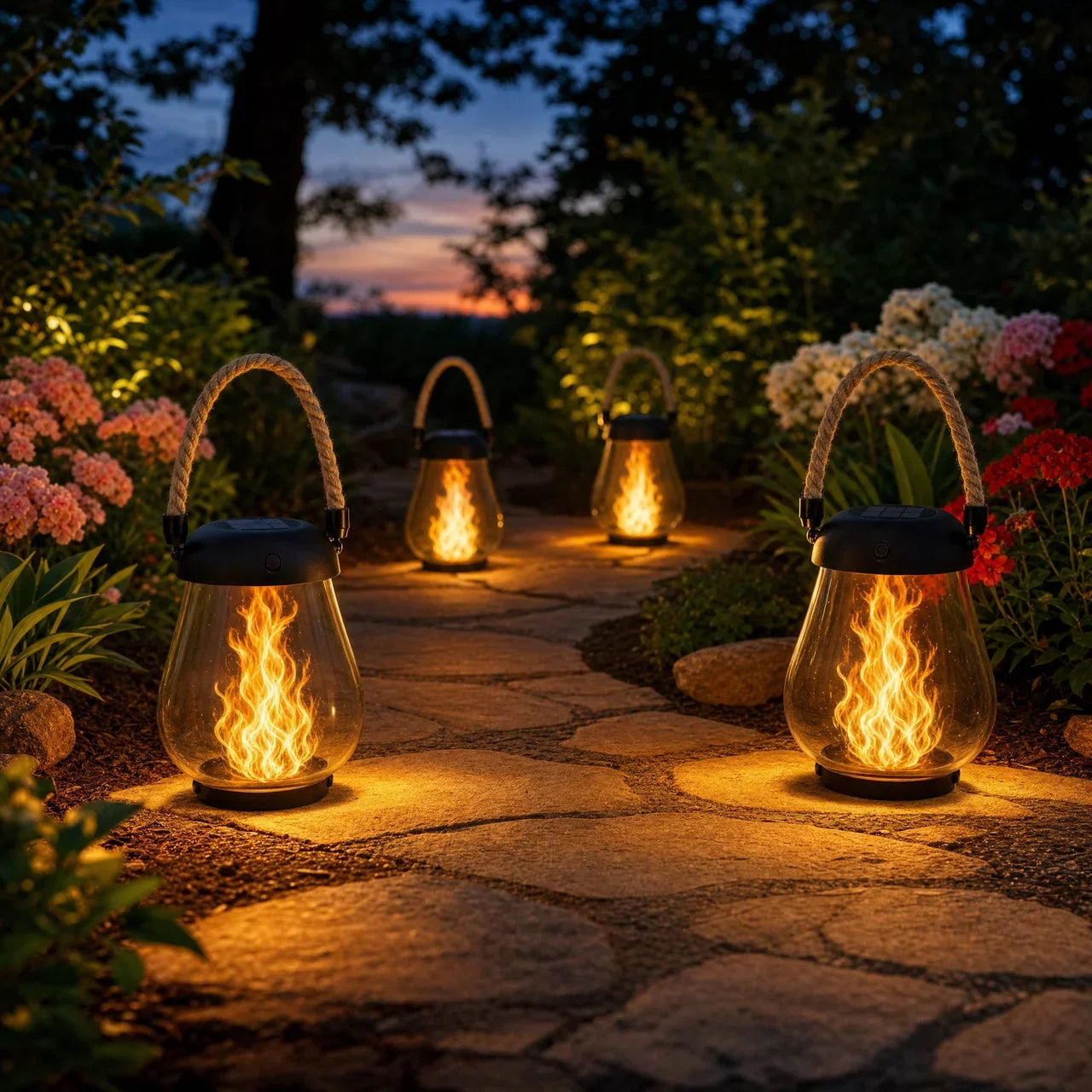 ✨ Transform Your Patio with Warm, Flickering Solar Flame Lanterns
