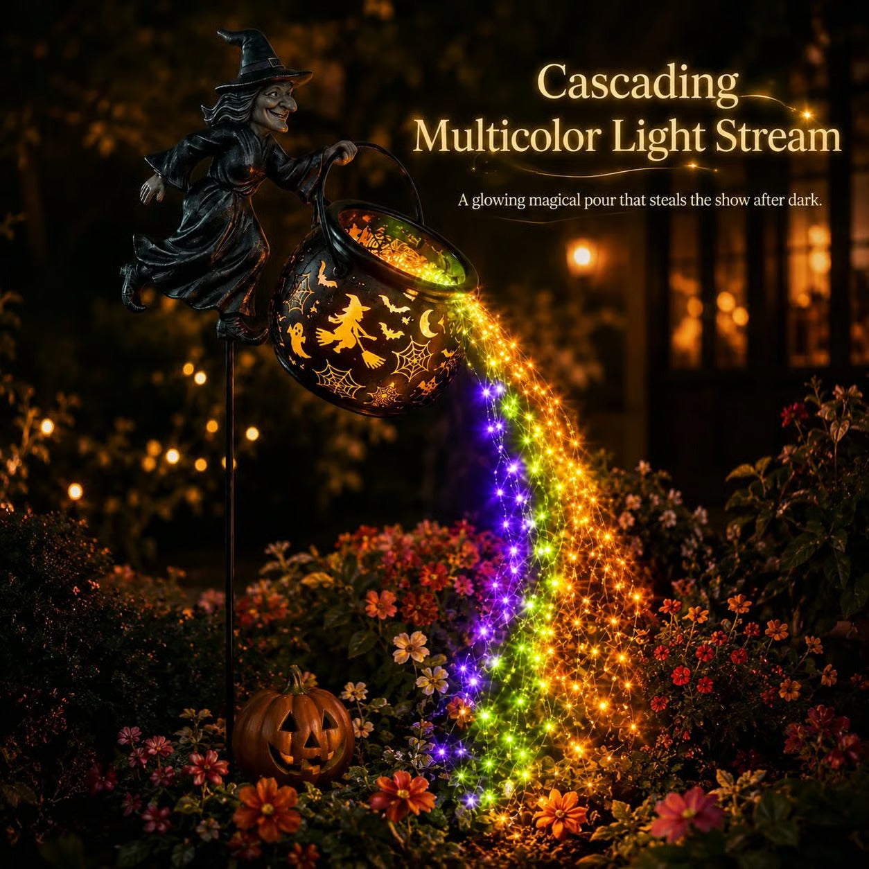 🎃🧙‍♀️ Halloween Witch Cauldron Projection Garden Light – Magical Outdoor Yard Decor