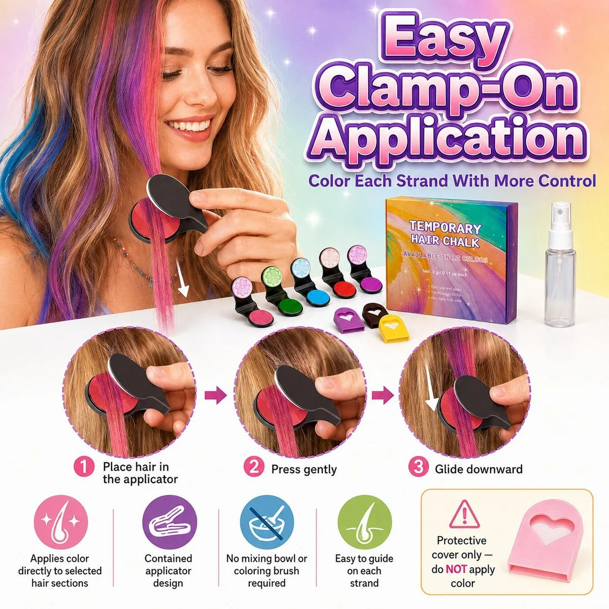 🌈Last Day 50% OFF🔥 - 🌈12-Color Temporary Hair Chalk Applicator Set