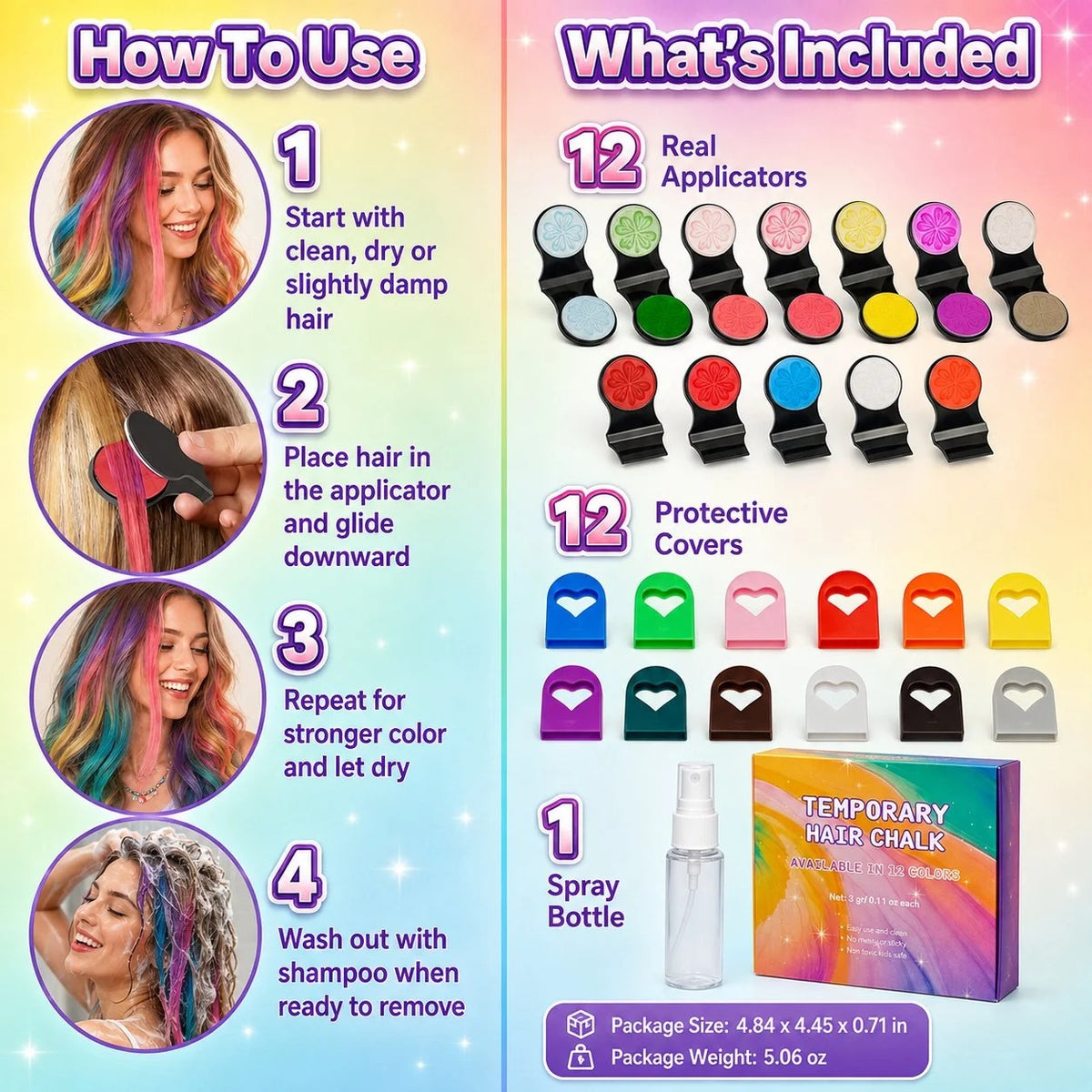 🌈Last Day 50% OFF🔥 - 🌈12-Color Temporary Hair Chalk Applicator Set