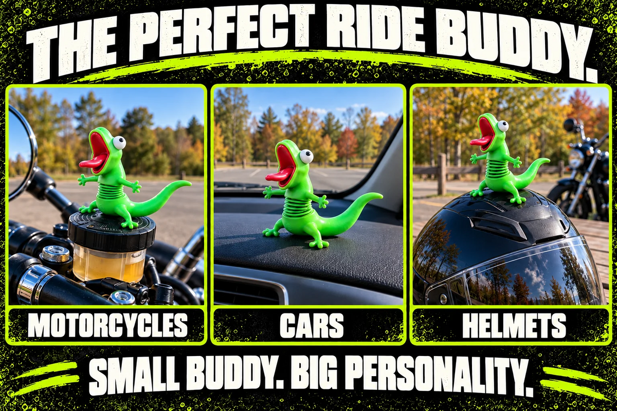 🦎🏍️ Roadside Lizard Buddy – Car & Motorcycle Decor